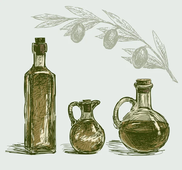 Las botellas del aceite de oliva — Archivo Imágenes Vectoriales