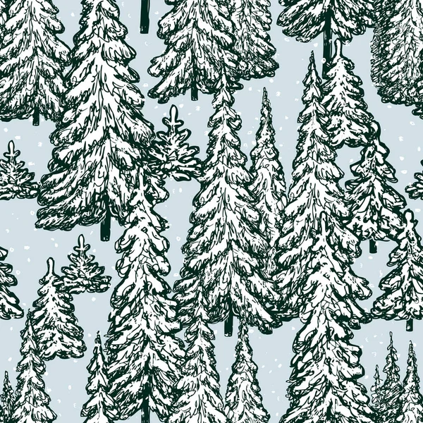 Forêt Sapins Hiver — Image vectorielle