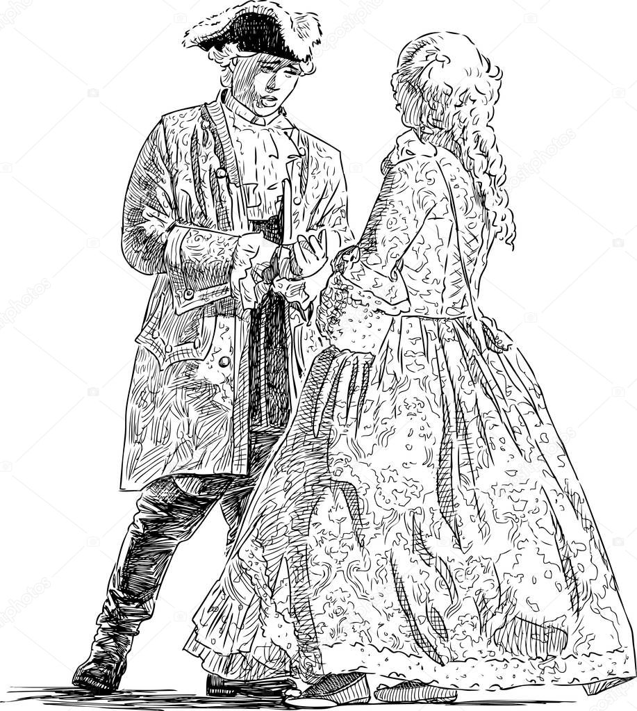Gentleman and lady are talking