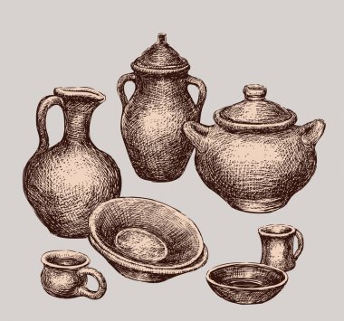 Farklı clayware kümesi. Tüm nesneleri izole.
