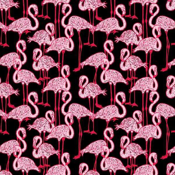 粉红色火烈鸟的无缝背景 — 图库矢量图片