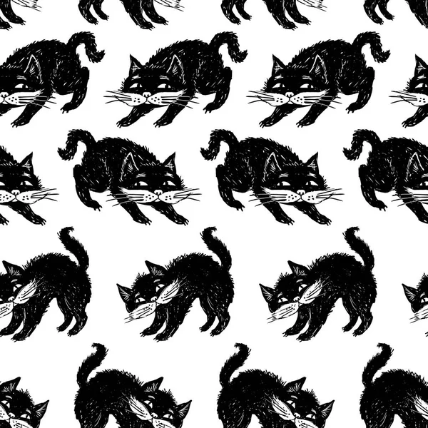 Muster Der Schwarzen Katzen — Stockvektor