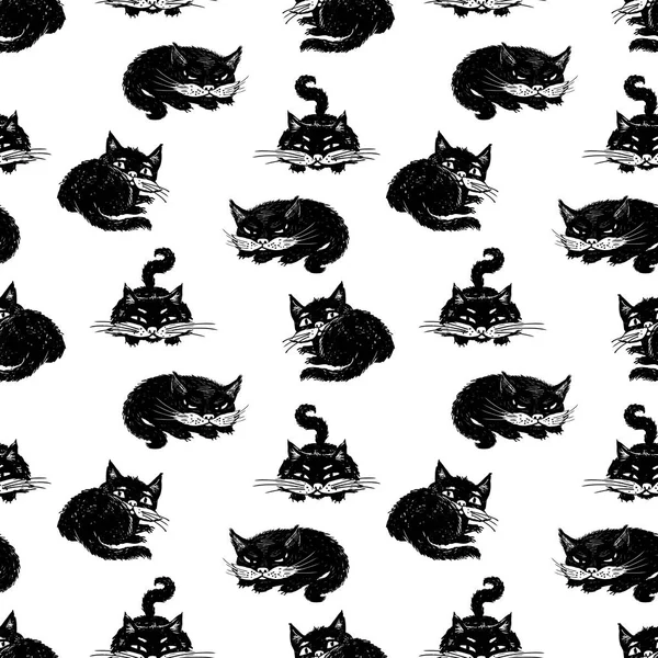 Semless Hintergrund Der Schwarzen Katzen — Stockvektor