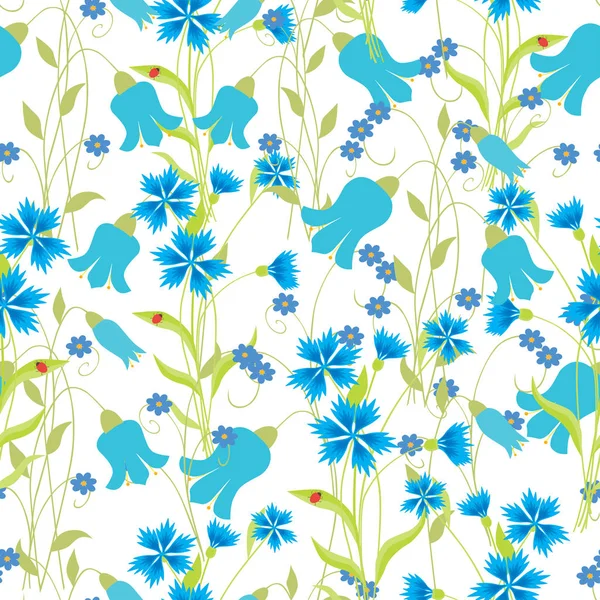 Patroon Van Bluebells Korenbloemen — Stockvector