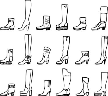 Kadın çizme çeşitli modelleri topluluğu