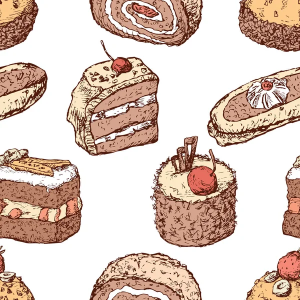 不同绘制蛋糕的图案 — 图库矢量图片