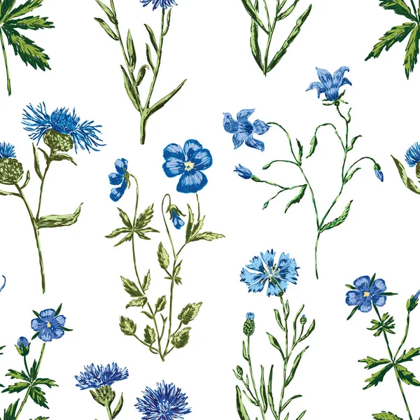 Padrão Das Flores Silvestres Azuis —  Vetores de Stock
