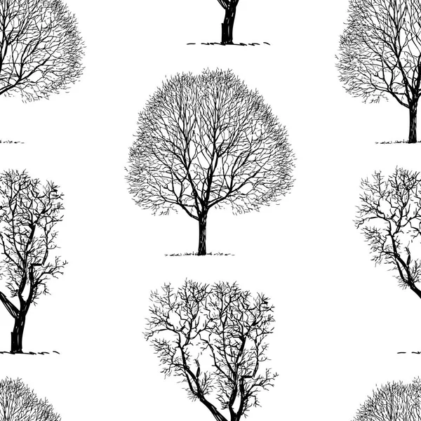 Modèle Deux Silhouettes Arbres — Image vectorielle