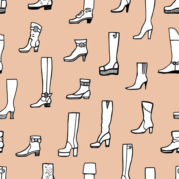 Pola Dari Berbagai Sepatu Bot Perempuan - Stok Vektor