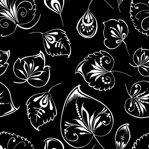 Muster Der Konturen Von Dekorativen Blättern — Stockvektor