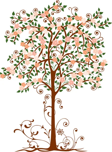 Dekoracyjne Kwitnąca Drzewo — Wektor stockowy