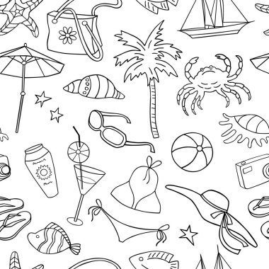 Plaj rekreasyon sembollerin desen