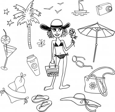 Plaj geri kalan genç kadın