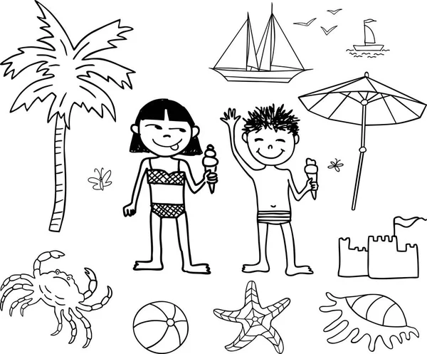 Dla Dzieci Wypoczynku Plaży — Wektor stockowy