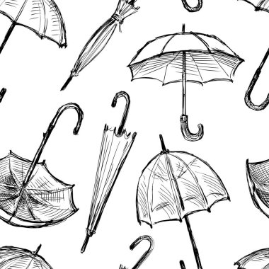 Seamless background of the umbrellas sketches clipart