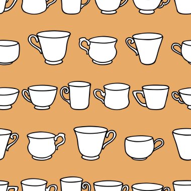 Çeşitli çay fincanlarının kusursuz arkaplanı