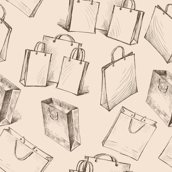 Patrón Inconsútil Bocetos Bolsas Para Compras — Archivo Imágenes Vectoriales