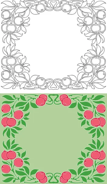 Cadres Floraux Décoratifs Brindilles Aux Baies Feuilles — Image vectorielle