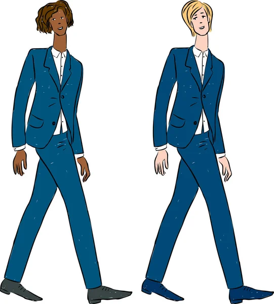 Imagen Vectorial Hombres Jóvenes Trajes Negocios Clásicos — Vector de stock