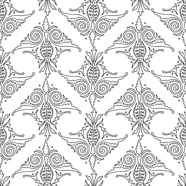 Seamless Pattern Outlines Vintage Decorative Elements — Stock Vector