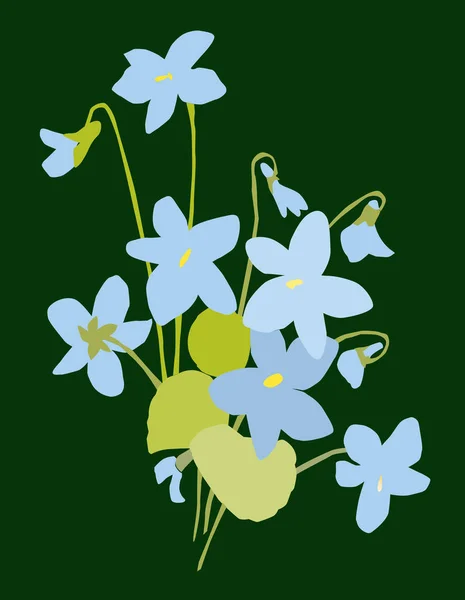 Imagen Vectorial Pequeñas Violetas Primavera Ramo — Vector de stock