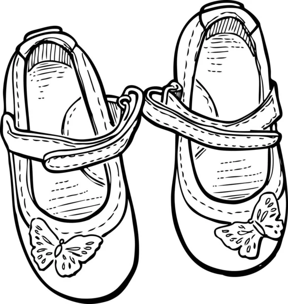 Начерк Малюнка Взуття Зверху Маленької Дівчинки — стоковий вектор