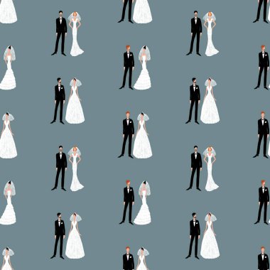 Yeni evlilerin kusursuz çizimleri.