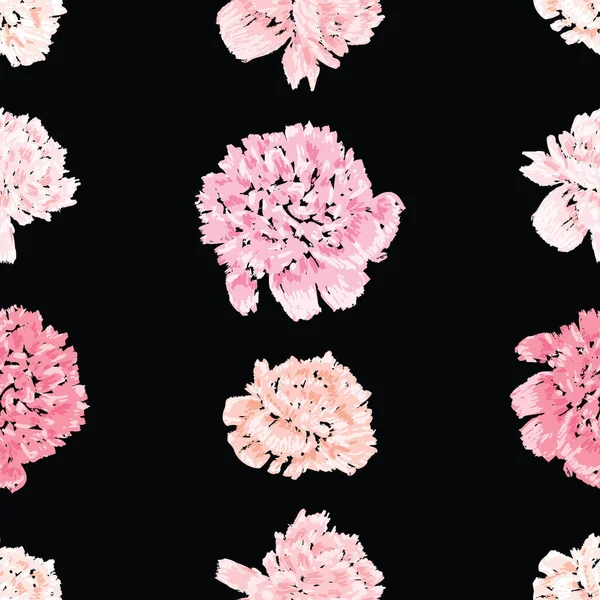 素描的无缝图案粉红精致的牡丹 — 图库矢量图片