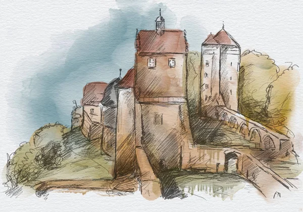 Boceto del castillo Stolpen — Foto de Stock