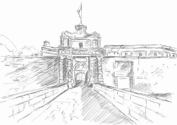 Croquis de T Mdina, MALTA — Image vectorielle