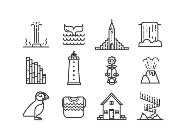 Islandia iconos y símbolos . — Archivo Imágenes Vectoriales