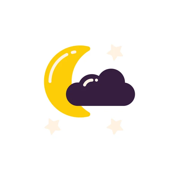 Wthite arka plan bulut, yıldızlar ve ay logosuna. Vektör Grafikler