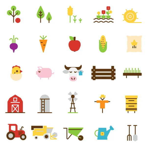 Jordbruk och jordbruk platt ikoner. Royaltyfria illustrationer
