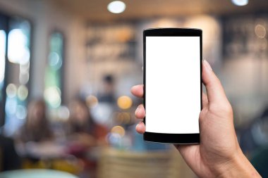 boş mobile ile akıllı telefon olabilir tutan adam metinleri ekleyin 