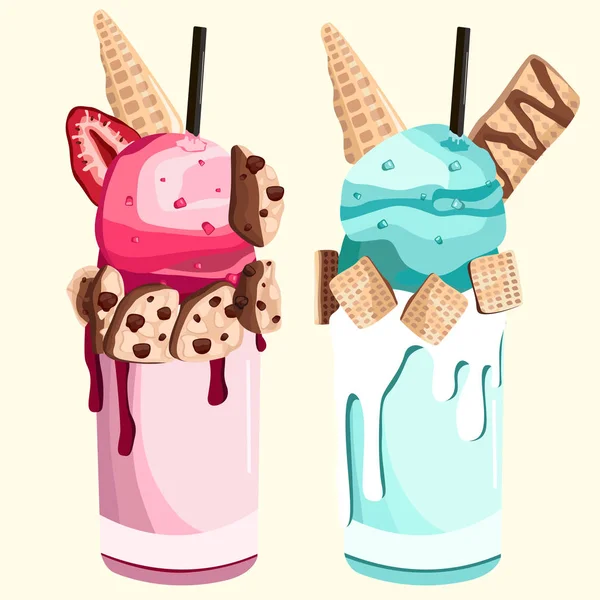 Ilustración de helado en un vaso — Vector de stock