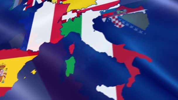 Mapa da Europa com bandeiras — Vídeo de Stock