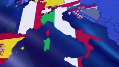Lüksemburg. Harita Avrupa üzerinde. Hareketli grafikler