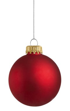 Beyaz zemin üzerinde kırmızı noel topu