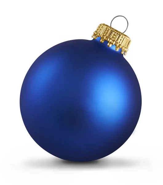 Boule de Noël bleue sur fond blanc — Photo