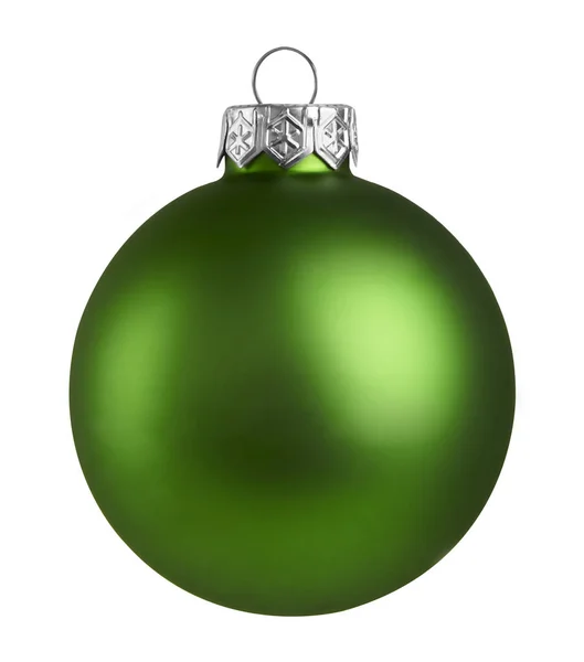 在白色背景下隔绝的绿色圣诞球 — 图库照片