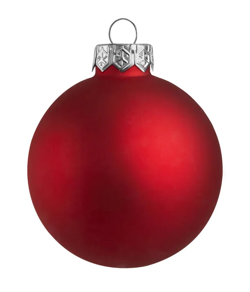 Kırmızı Noel topu beyaz arkaplanda izole edilmiş