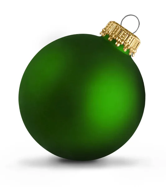 Zelená vánoční koule nad bílým pozadím — Stock fotografie