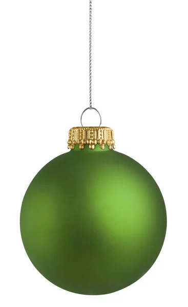 Bola de Natal verde sobre fundo branco — Fotografia de Stock