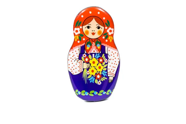 Souvenir fridge magnet - Russian beauty girl in traditional clothes — Stock Photo, Image