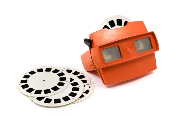 Beyaz arka plan görüntüsü silindirlerin ile izole kırmızı retro stereoscope
