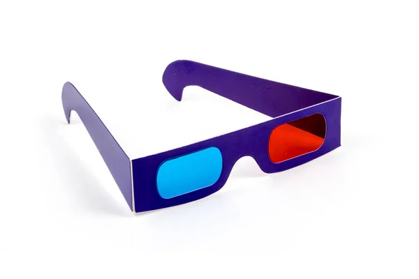 Occhiali stereoscopici viola isolati su sfondo bianco i, età — Foto Stock