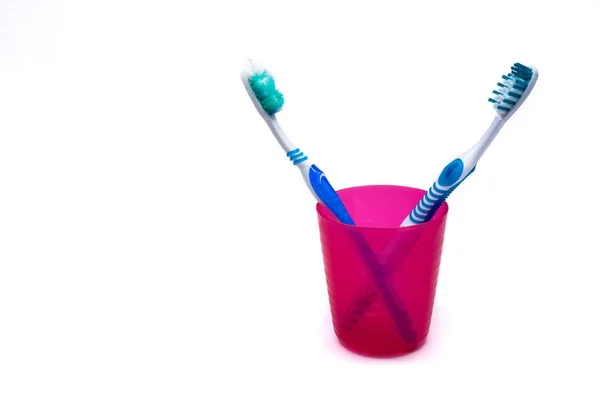 Image of used old and new toothbrushes isolated on a white backg — Stock Photo, Image