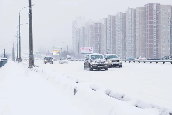 莫斯科街头的大雪. — 图库照片