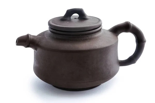 Sebuah pot teh Cina keramik coklat — Stok Foto