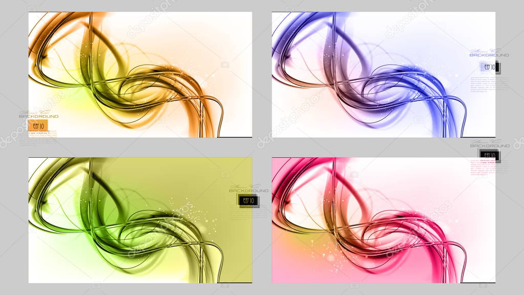  Abstract set light color backgrounds with glowing fibers .